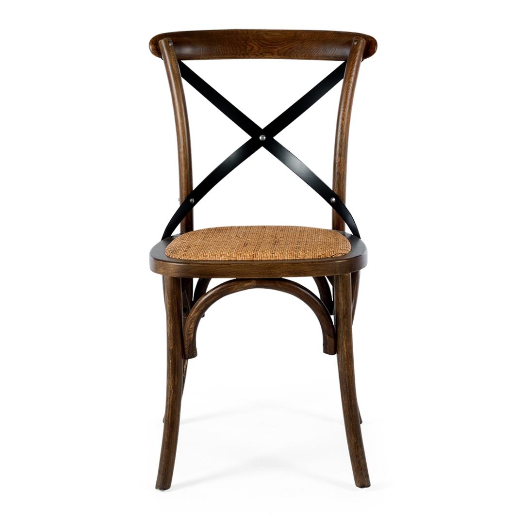 Villa X-Back Dining Chair Deep Oak Rattan Seat image 1